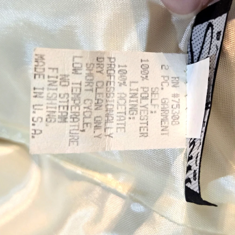 Y2K Creamy Pale Yellow & Gold Thread Organza Corset 2 Piece Prom Dress *READ* - Picture 8 of 11